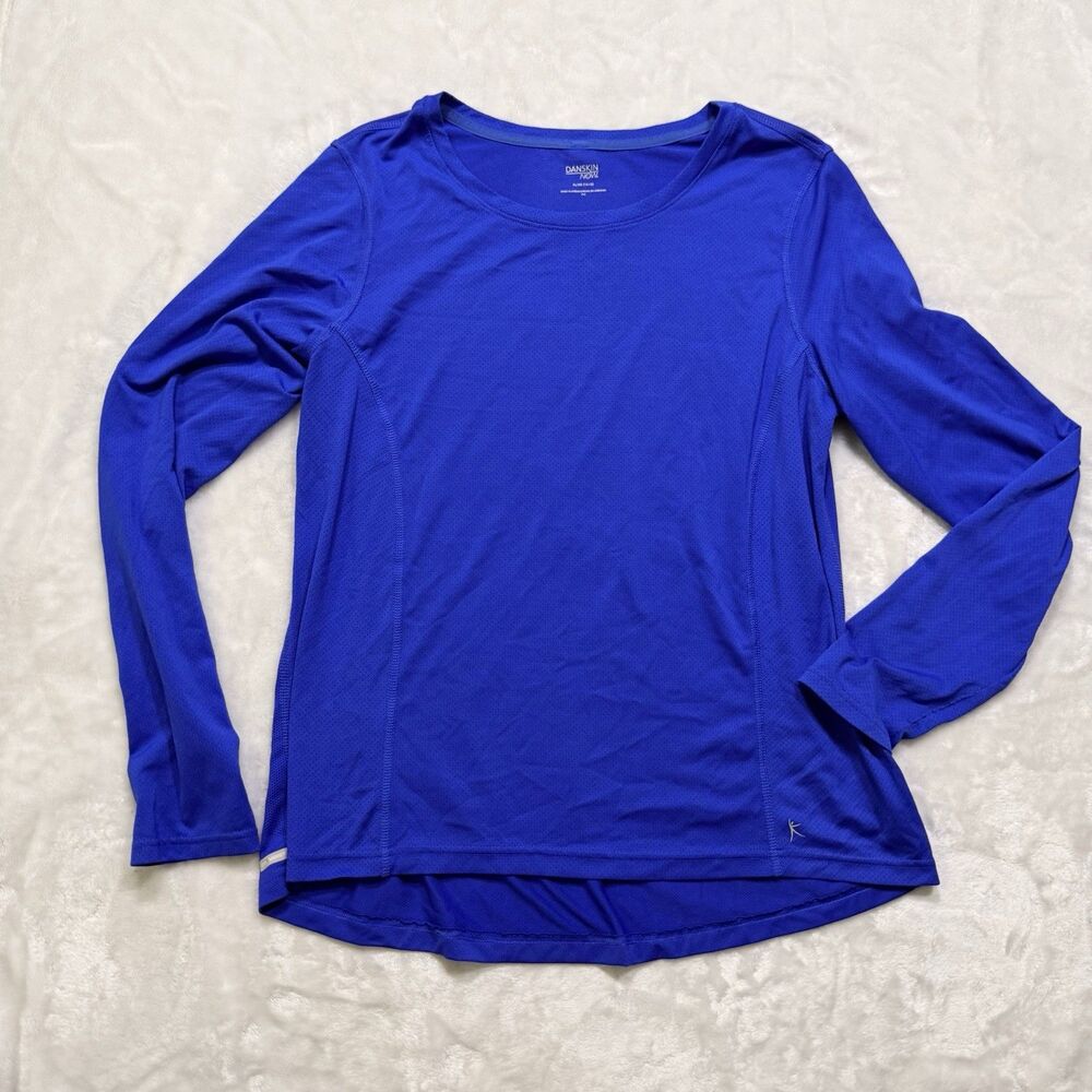 Danskin Now Blue Long Sleeve Scoop Neck Polyester Athletic Tee - Plus XL